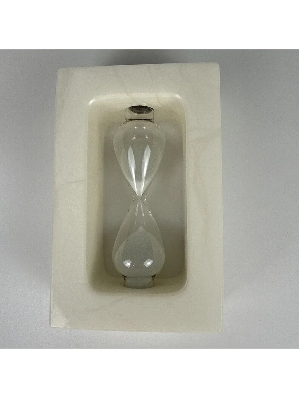 Modern Ivory Hourglass Timer • Rectangular Stone Frame Sand Timer Decor